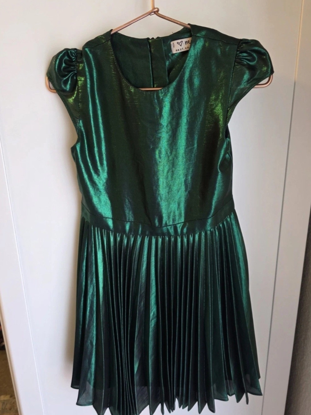 next Shimmering Emerald Green Pleated Party Dress